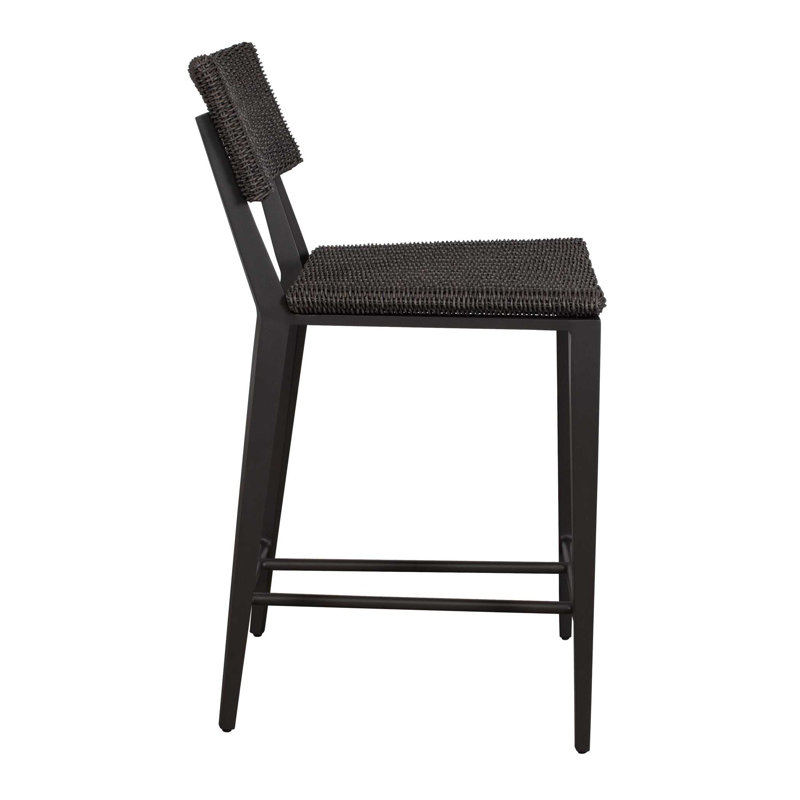 Coleston Outdoor Counter Stool, 26.25", Black, Black