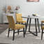 Ensemble de salle à manger 5 pièces, table ronde à tréteaux Edo avec 4 chaises rembourrées, gris / jaune