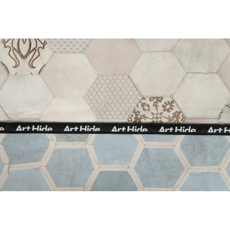Atomo Cowhide Geometric Area Rug, Rectangle 2' x 3'