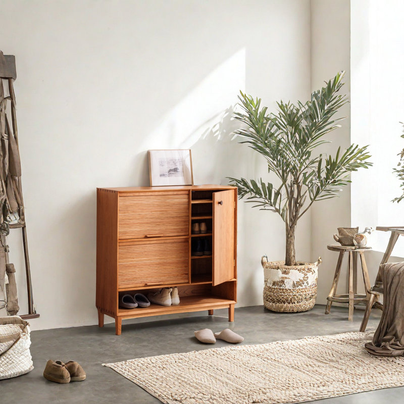27 Pair Solid Wood Shoe Storage Cabinet
