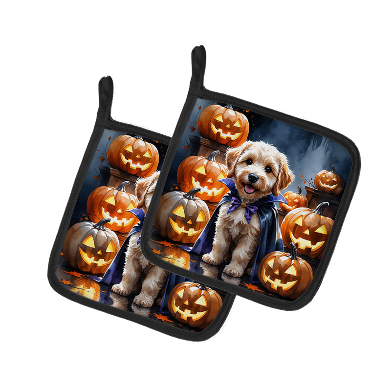 Paire de porte-pots Labradoodle Puppy Halloween