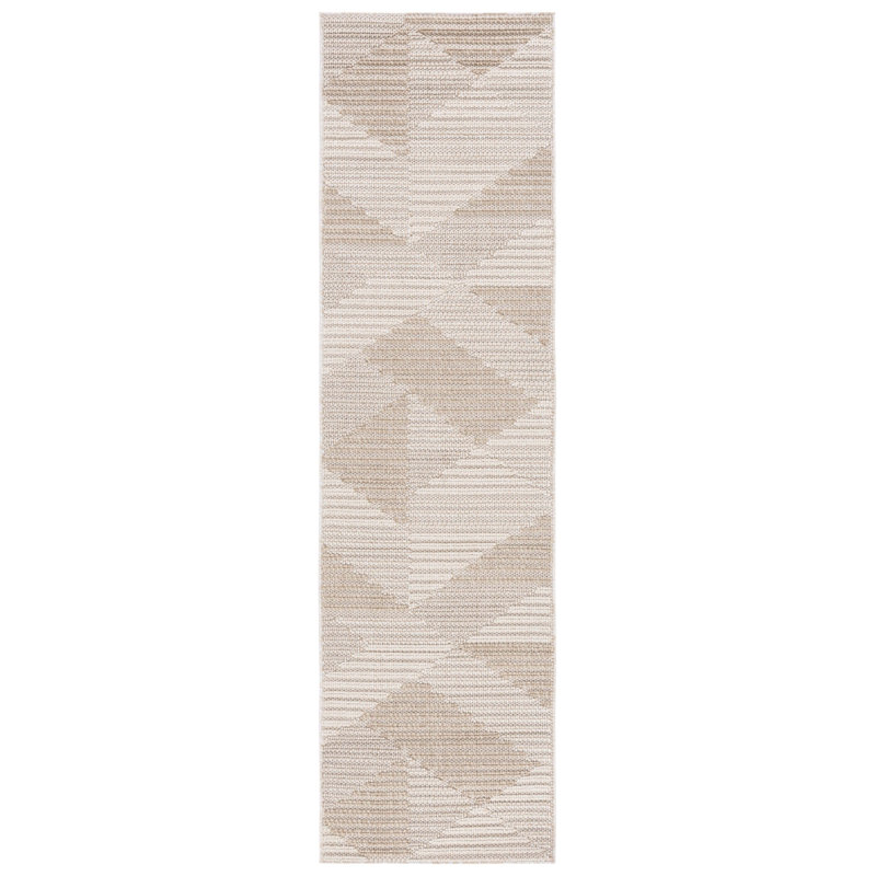 Feffrey Geometric Machine Woven Polypropylene Indoor / Outdoor Area Rug in Beige/Ivory, Runner 2'2" x 8'