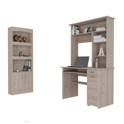 10-Shelf 4-Door 2-Piece Office Set, Bookcase And Desk
