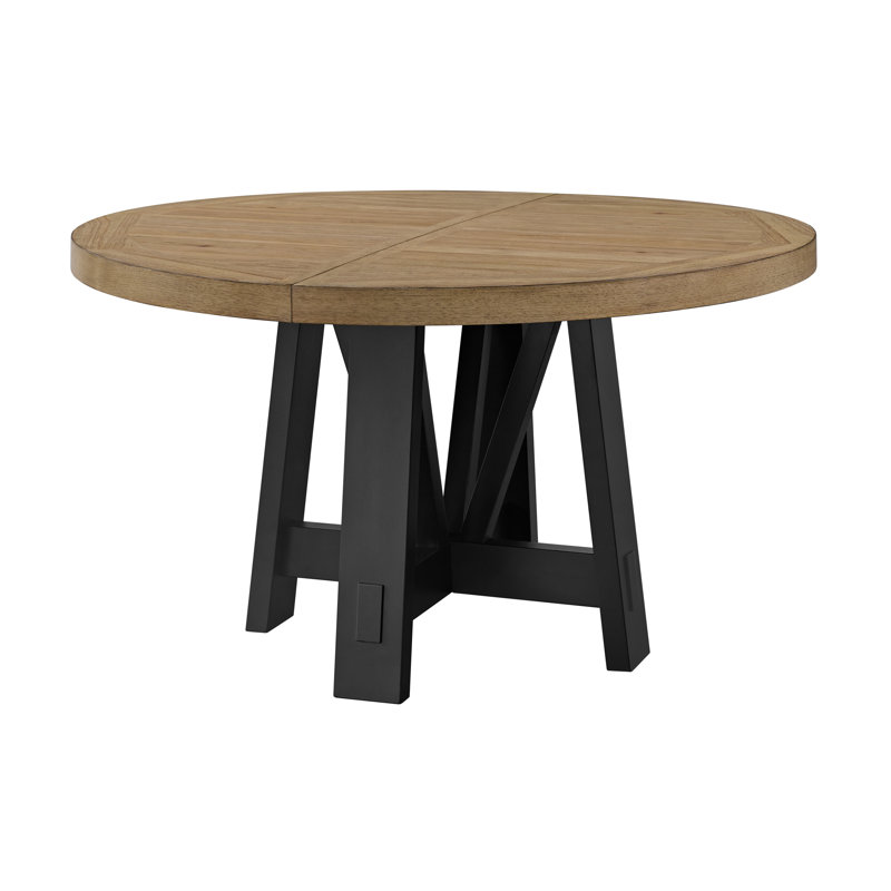 Table ronde naturelle avec feuille
