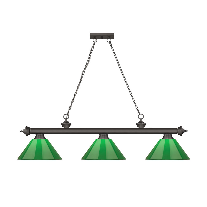 Luminaire suspendu linéaire 3 lumières Annaleisa, Rouge, Laiton frotté