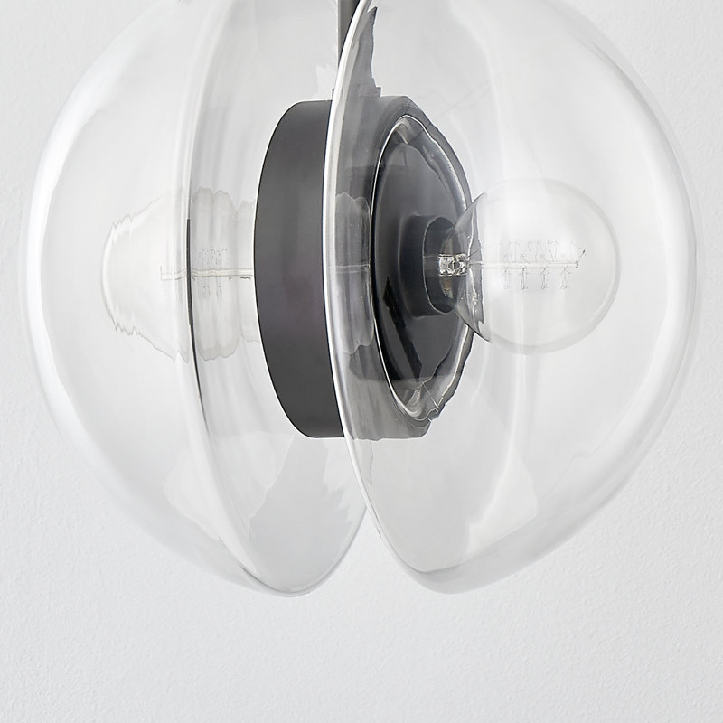 KERT 2 LIGHT PENDANT, 19" H x 11.75" W x 11.75" D, Black Brass
