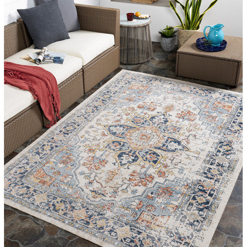 Antwian Traditional Boho Dark Blue Area Rug, Rectangle 200 x 275cm