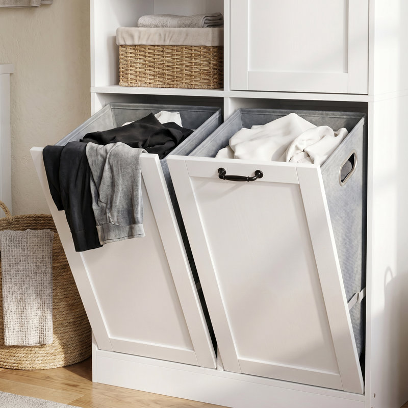 Bathroom Laundry Cabinet With Strong Storage, White