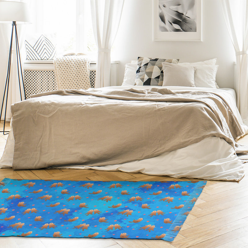 Tapis décoratif de loutre bleu, non