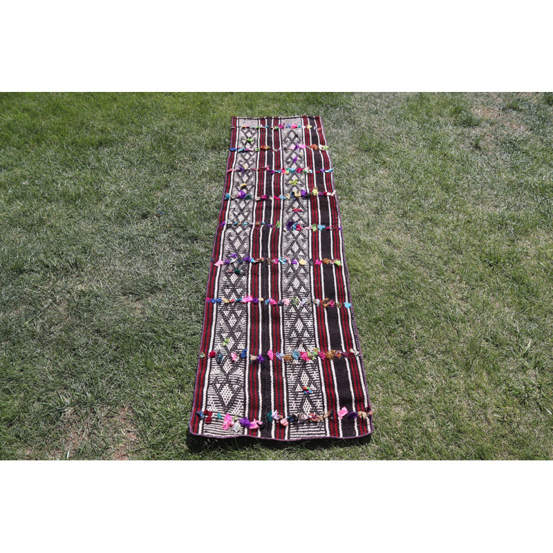 Authentique tapis turc Kilim avec un design rétro idéal pour le couloir et la décoration intérieure