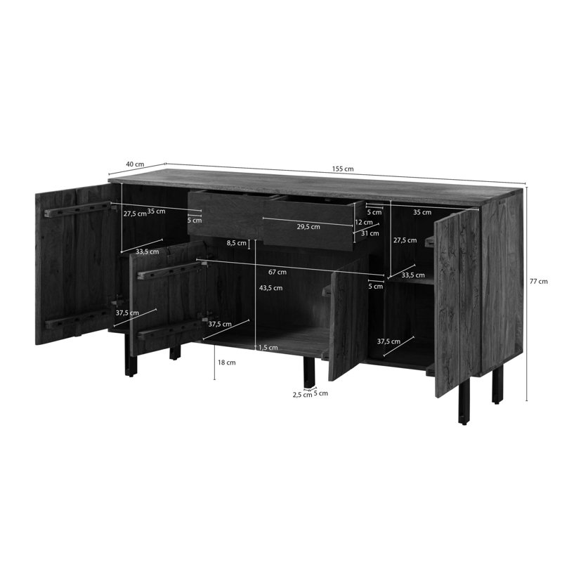 LICHTENBERG 770cm Solid Wood Sideboard