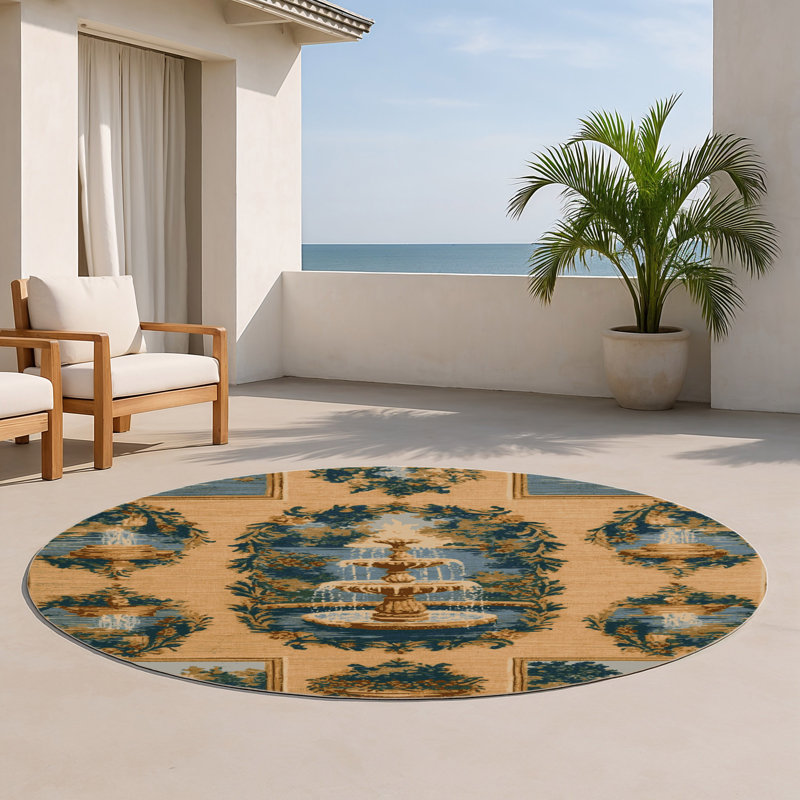 Tapis d'intérieur et d'extérieur brun français, Rond 5 pi