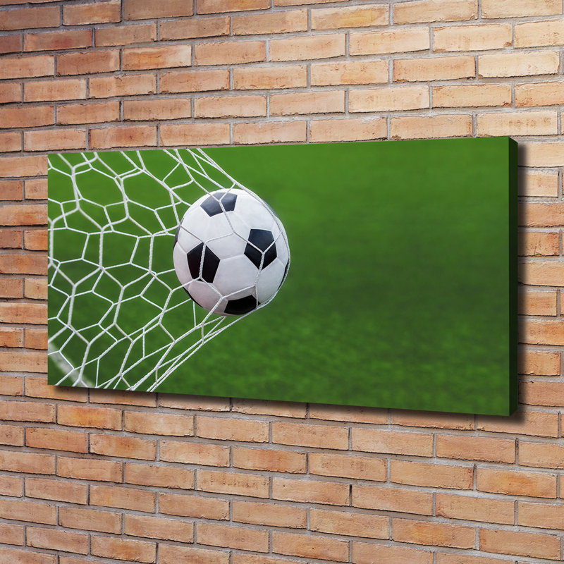 Ball In The Goal - No Frame Print on Canvas, 60cm H x 120cm W, Wrapped Canvas