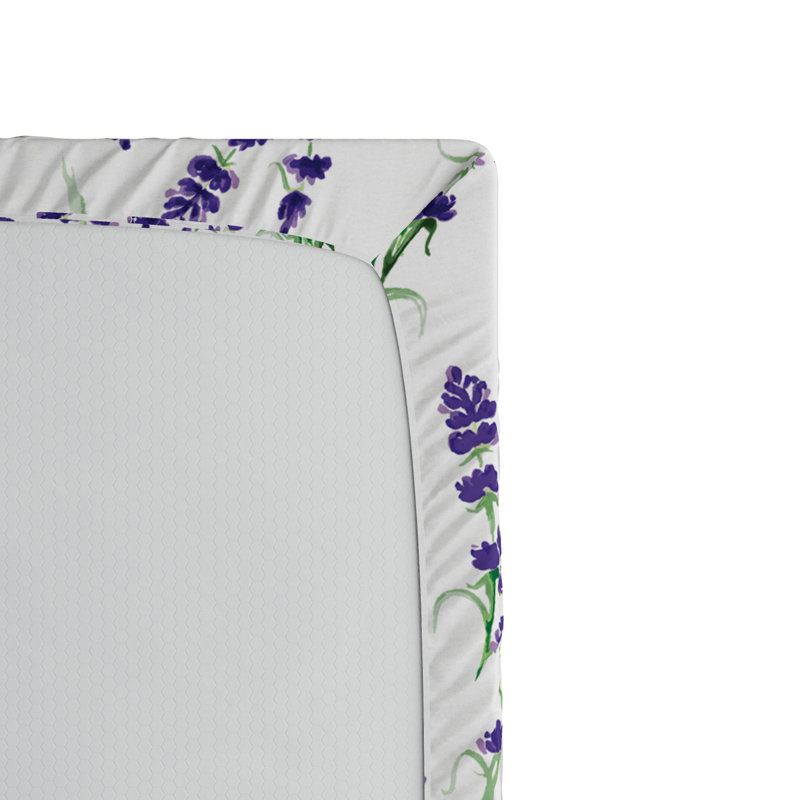 Microfiber Floral Fitted Sheet, Twin Fitted Sheet, Purple/Green Floral