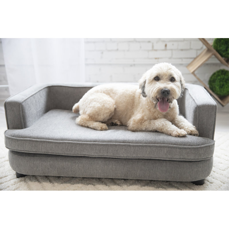 Large Pewter Linen Chew Resistant Dog Sofa Bed