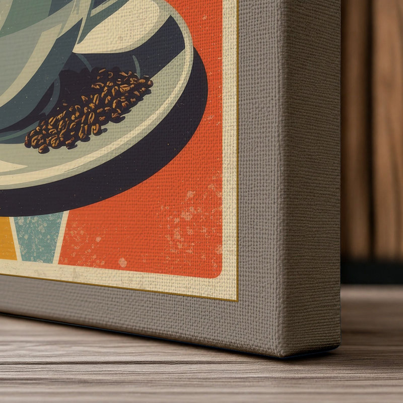 Coffee and Destinations Retro - Wrapped Canvas, 30x20 - 76.2 x 50.8 cm, Taupe Border