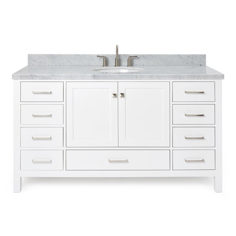 Ensemble de meuble-lavabo simple 61 po Cambridge, Blanc, Ovale