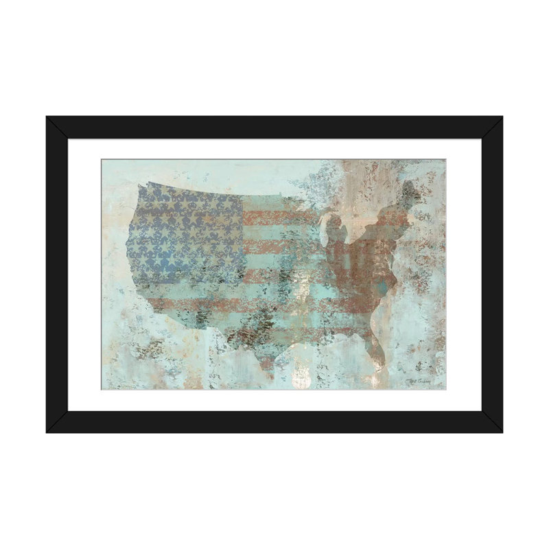 « rétro carte des états-unis », impression sur toile, Papier d'art encadré noir, Blanc, H 24 po x l 32 po x P 1 po