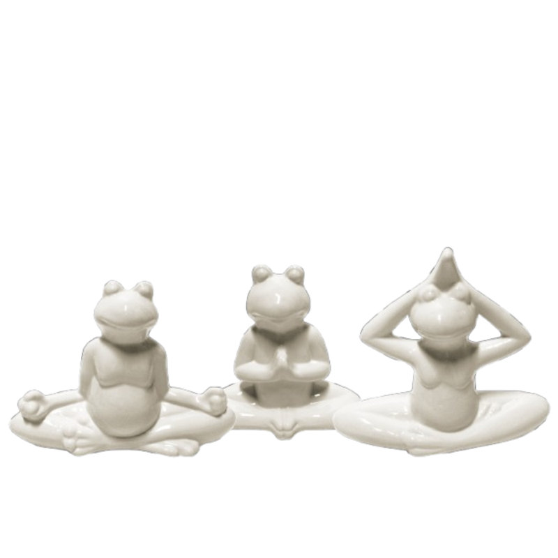 Figurine de grenouille en méditation, Blanc