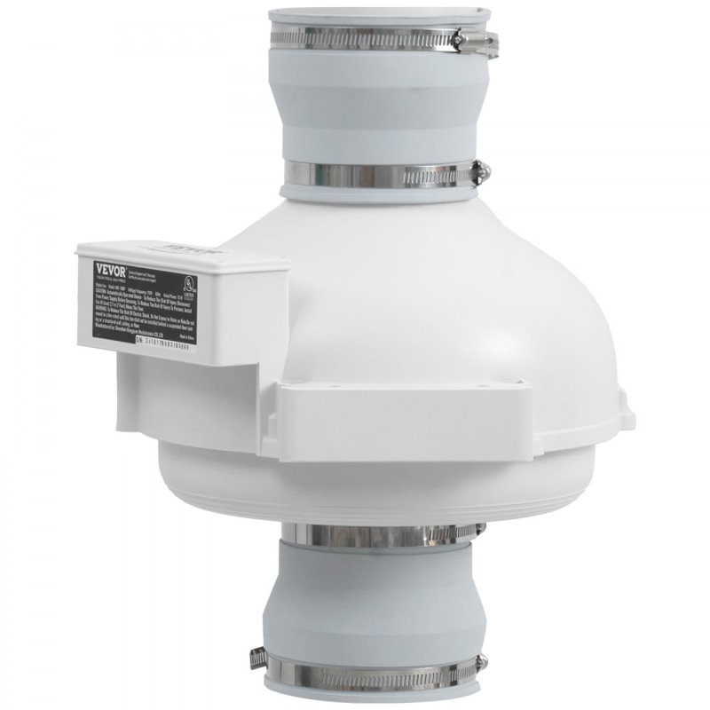 Ensemble de ventilateur de 4 po à 4,5 po pour système d'atténuation de radon et conduit en ligne silencieux de 260 pi³ / min