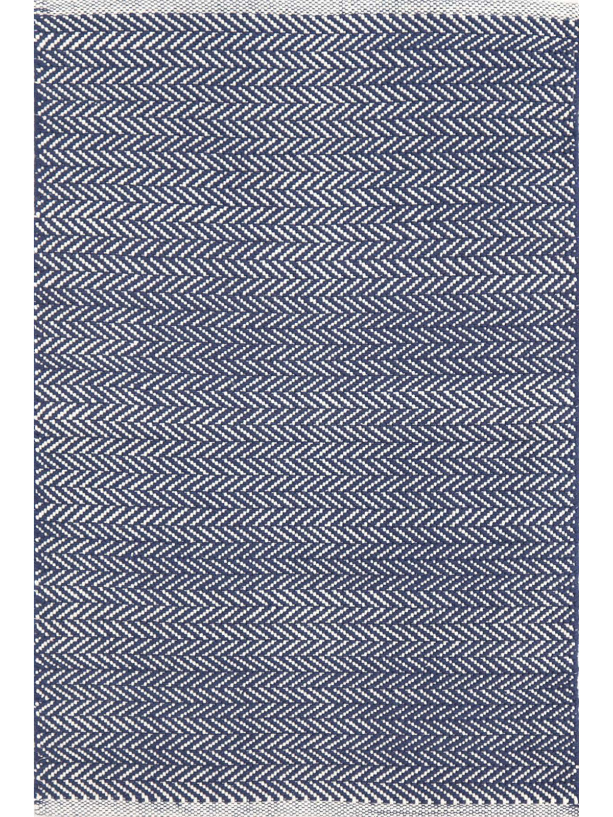 Herringbone Cotton Slate Gray Rug, Indigo, Rectangle 2' x 3'