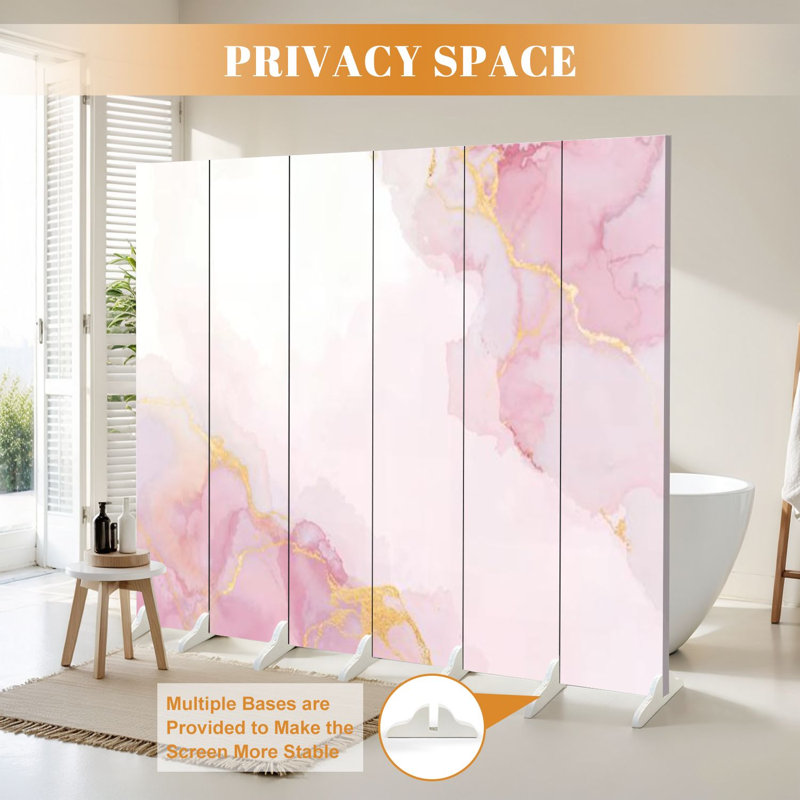 Paravent 6 panneaux à cloison pliable Royal Blush