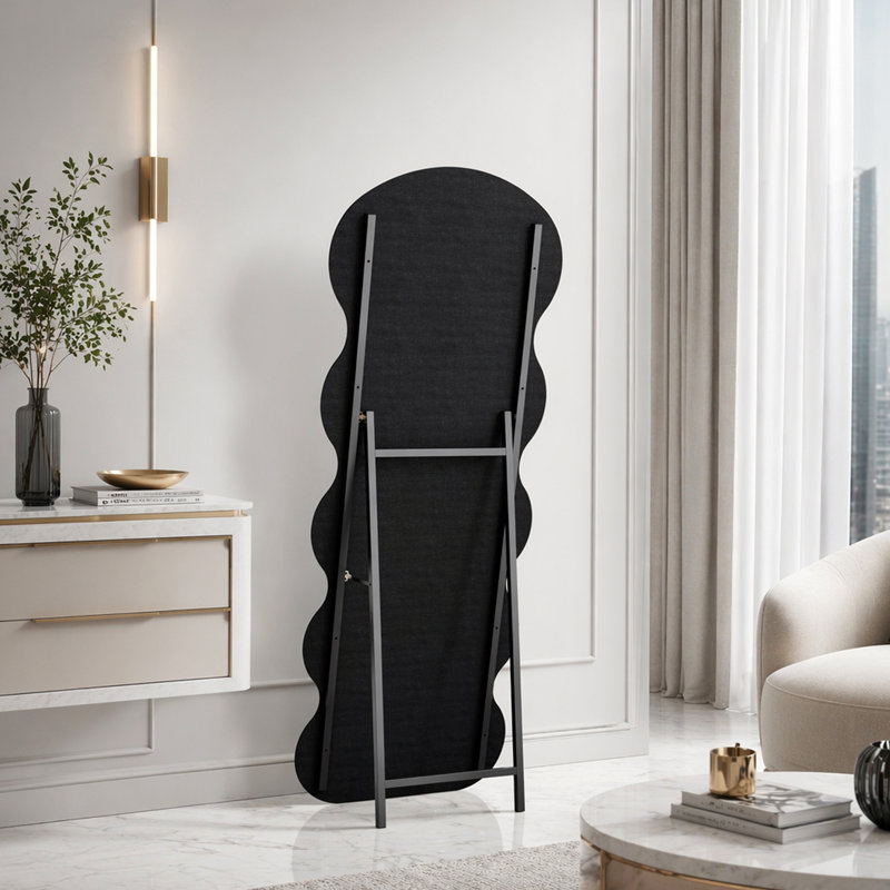 Full Length Floor Mirror With Stand For Bedroom Living Room, Black