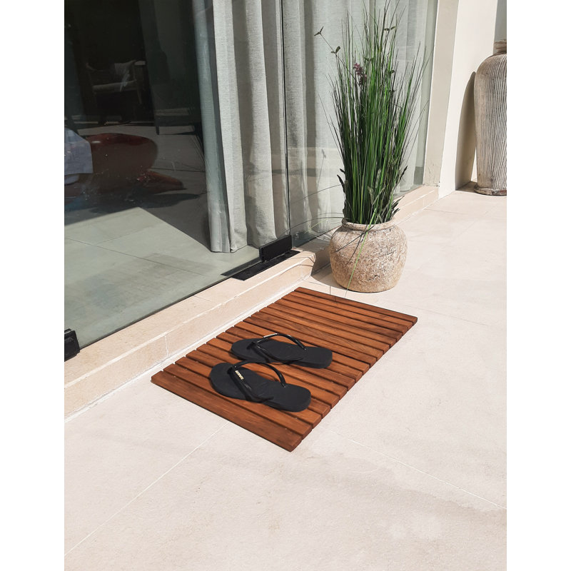 Idania Teak Non-Slip Bath Mat, Brown