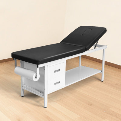 Medical Exam Table, 500LBS Loading Medical Examination Bed with Adjustable Backrest, Physical Therapy Exam Table with 2 Drawers, Storage Shelf & Paper Roll Dispenser for Hospitals Rehab Centers