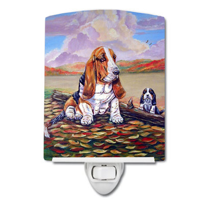 Éclairage de nuit en céramique basset hound