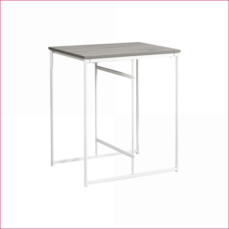 Tables de salle à manger | Mesa de Comedor | Comptoir moderne pour petites cuisines, stratifié gris ardoise, métal blanc cassé | Rectangle