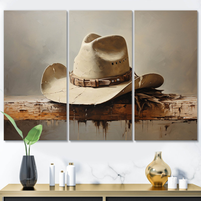 Chapeau de cowboy style minimaliste IV 3 pièces, H 40 po x l 60 po x P 1 po