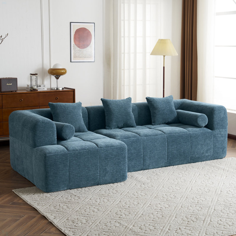 Canapé modulaire 101,2 "avec canapé à compression complète et canapé modulaire à assise profonde pour salon, Chenille bleu