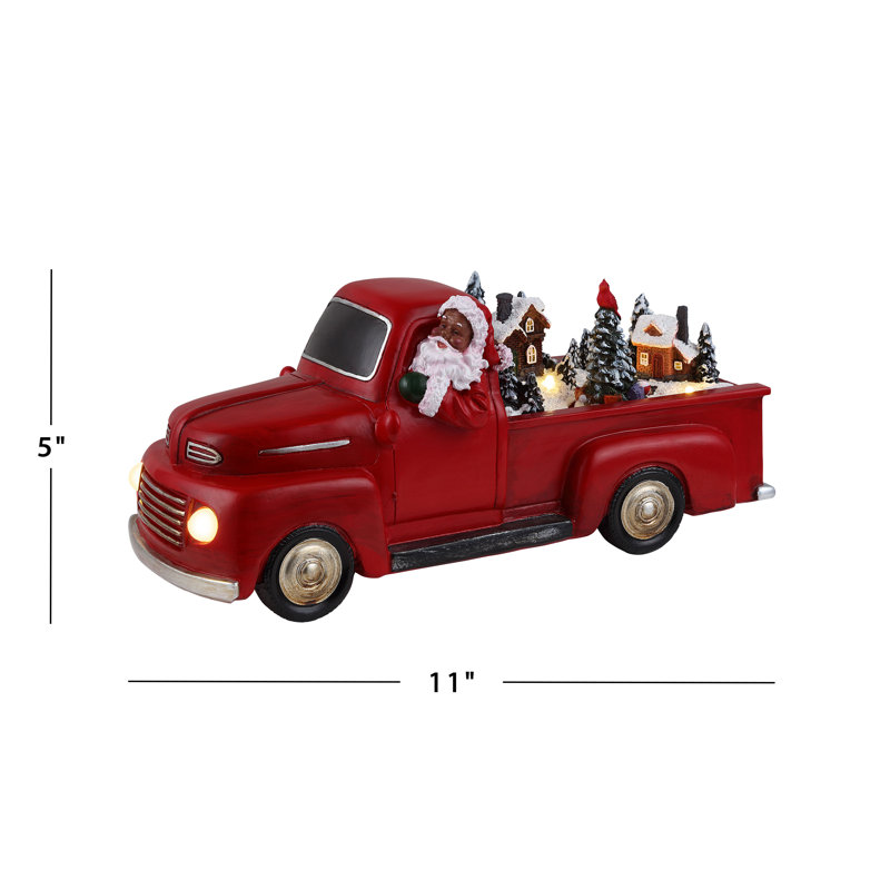 Magie de Noël camion rouge animé nostalgique de 11 po - Père Noël noir