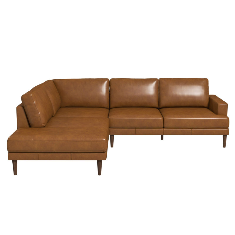 Canapé modulaire en cuir brun clair Corbin, Orienté à gauche (vu de face)