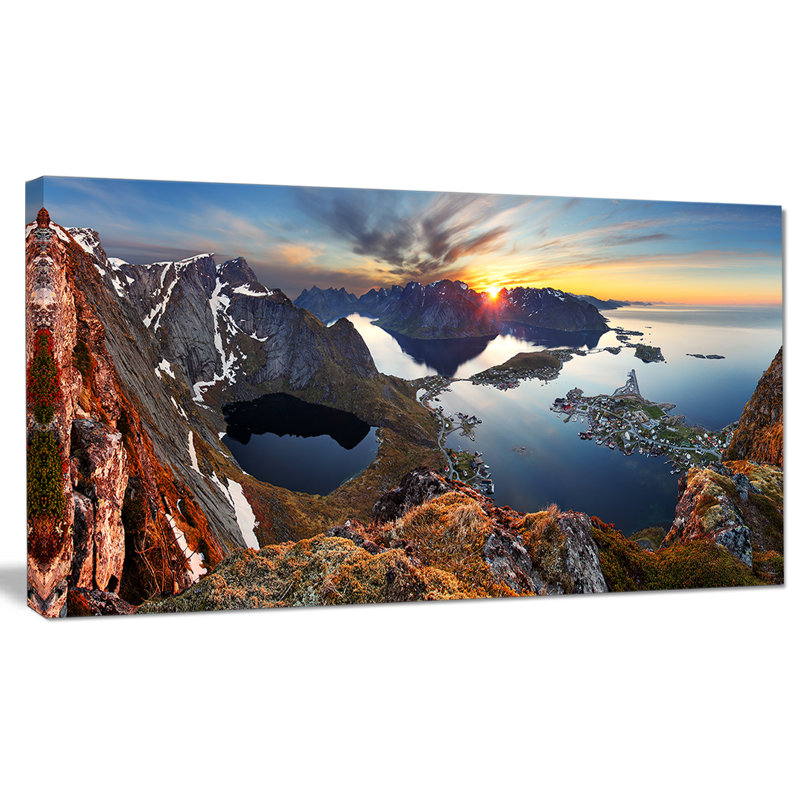 Coucher de soleil sur les montagnes Rocheuses - reproduction sur toile tendue, H 16 po x l 32 po x P 1 po