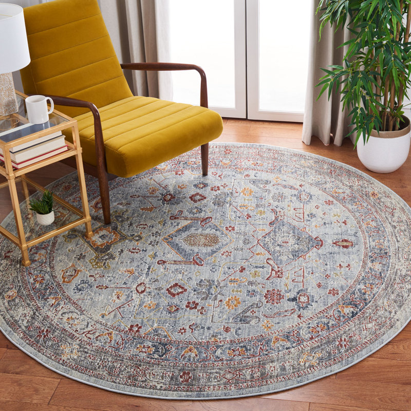 Tapis oriental gris clair / brun, Rond 6 pi 7 po