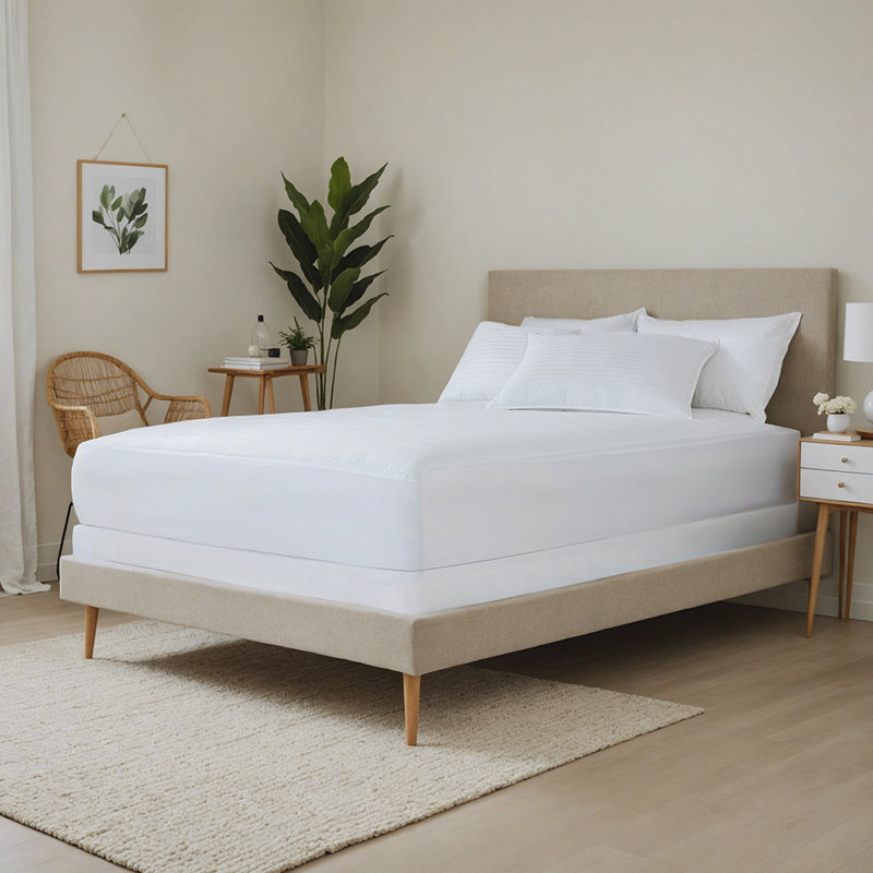 Fitted Mattress Protector with Comfortable Padding, Queen