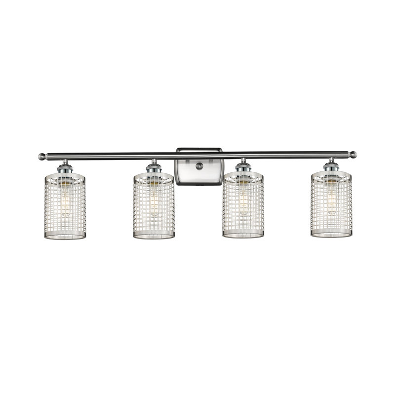 Éclairage pour meuble-lavabo à 4 lumières à intensité variable Peraza, Nickel satiné, Nickel satiné
