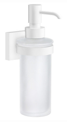 Wall mounted soap/lotion dispenser - square escutcheon -frosted glass container