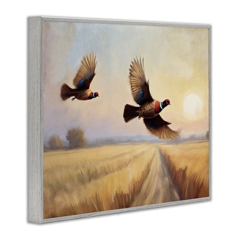 «Fall Flight Pheasants», estampe numérique par Kim Allen, H 11 po x l 14 po, Estampe numérique Farmhouse