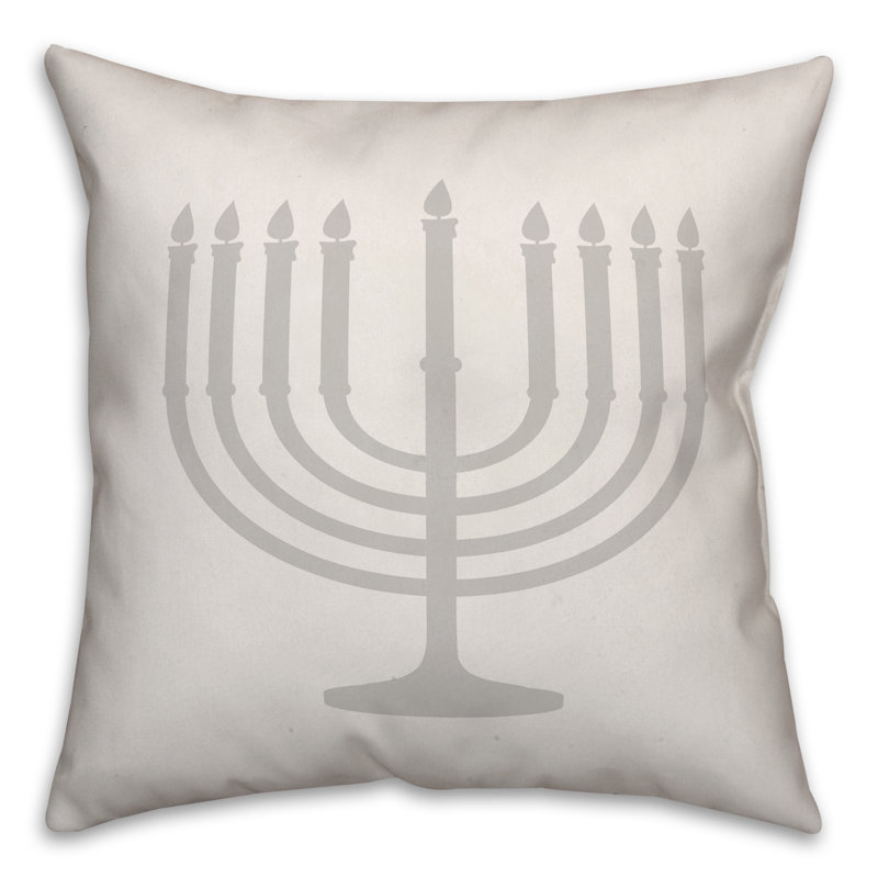  Housse de coussin Menorah, 18 po x 18 po, Polyester/ Bourre en polyester