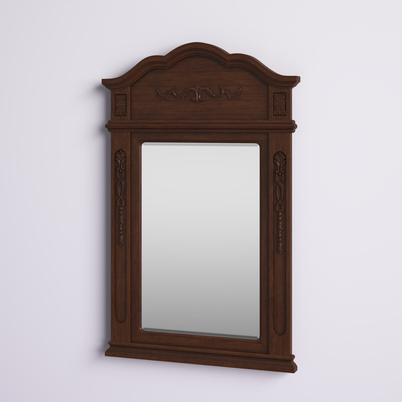 Hand-Painted Beveled Flat Wall Mirror , 36" x 24", Brown