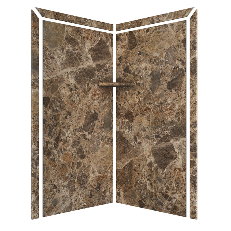Contour de douche FlexStone Splendor l 40 po x P 40 po x H 80 po à Breccia Paradiso, Breccia Paradiso