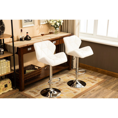 Tabourets de bar blancs contemporains, de 2 - avec réglage hydraulique, repose-pieds pour un siège confortable, 2 tabourets à hauteur réglable et siège amélioré
