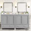 Meuble-lavabo gris 60 po, double vasque, espace de rangement et charnières silencieuses - Tablette et tiroirs de style fonctionnel-153976130-153976141