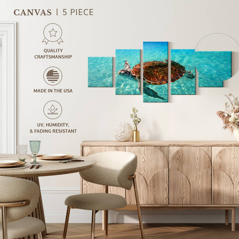 Brampt Cancun Beach Turtle, 34" H x 74" W