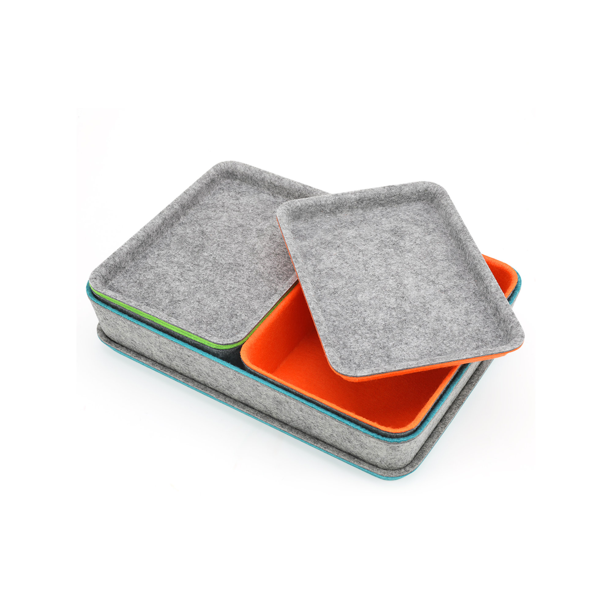 Anadelia Felt Desk Organizer Set, Orange + Green + turquoise