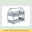 Lit superposé simple au-dessus d'une chambre simple avec tête de lit, pied de lit et garde-corps, échelle, lit superposé en bois d'hévéa avec garde-corps de sécurité, gris-1023931083