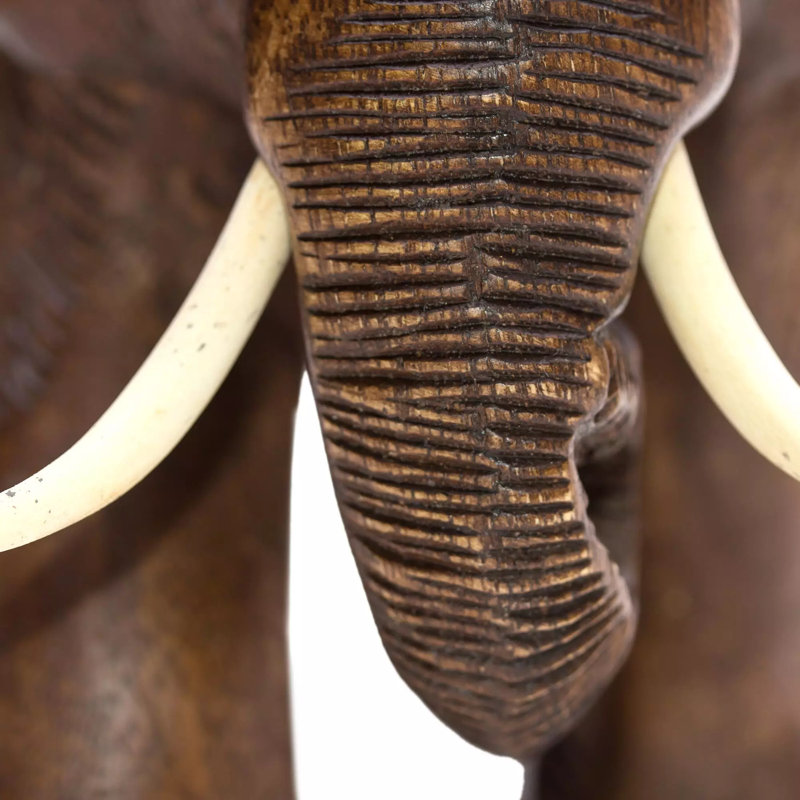 Charming Little Elephant Wood Sculpture